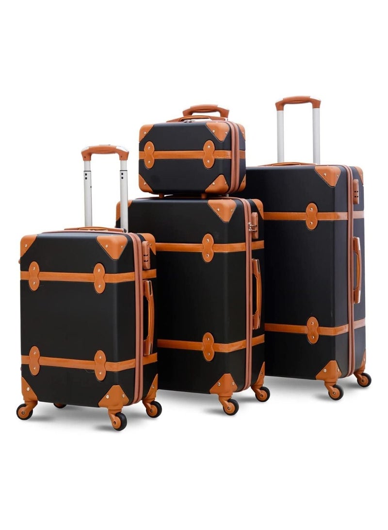 Concept مجموعة من 4 حقائب سفر فاخرة ذات غلاف صلب بتصميم مستوحى من الطراز القديم مع قفل رقمي مقاس 28 بوصة و24 بوصة و20 بوصة و12.5 بوصة - Image 1