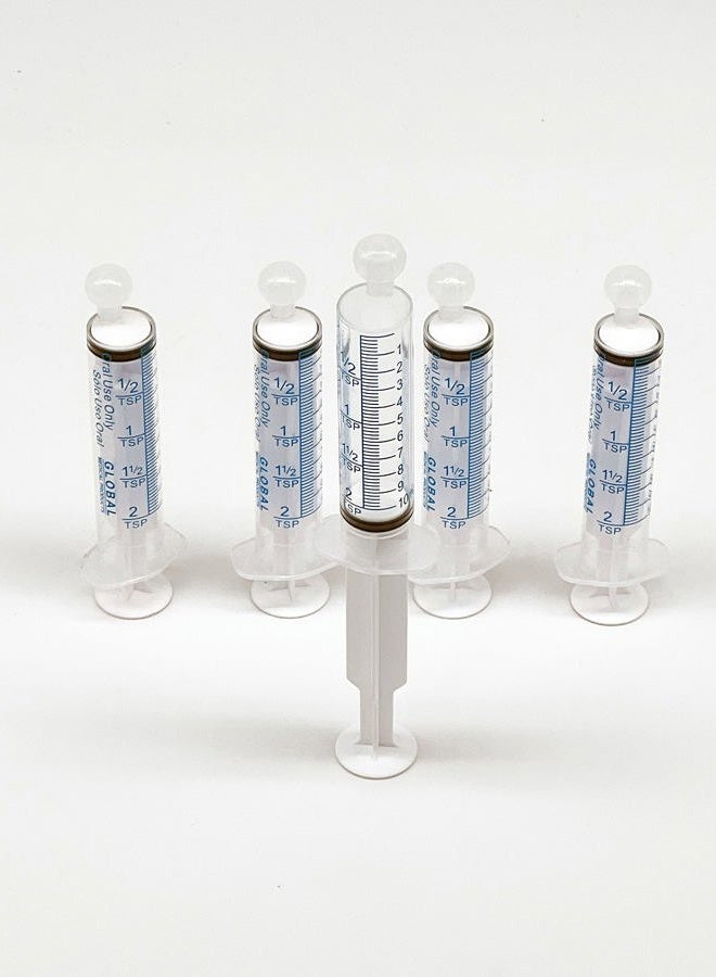 10ML UltraFlo Oral Syringe with Cap - Eccentric Tip - 2 Teaspoon - 10cc O-Ring Plunger Rod - QTY 5  - Image 3