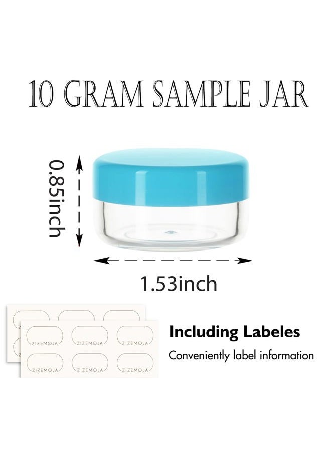 ZIZEMOJA 10 Gram Sample Containers with Lids, 10 Pack Sample Jars, Small Cosmetic Travel Containers for Makeup, Lotion, Cream, Powder, 10 ML Mini Containers with Blue Lids - Image 2