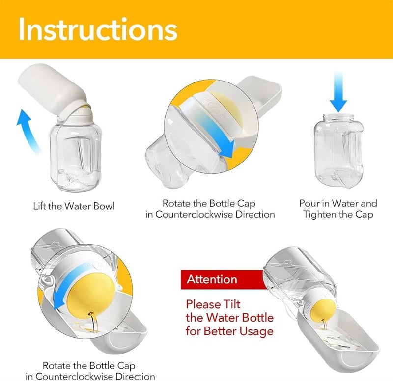زجاجة ماء محمولة للكلاب، وعاء ماء سفر مضاد للتسرب مع حزام كتف للتنزه، التخييم، المشي، ضروري للكلاب الكبيرة (أبيض، 1.5 لتر) - Image 5