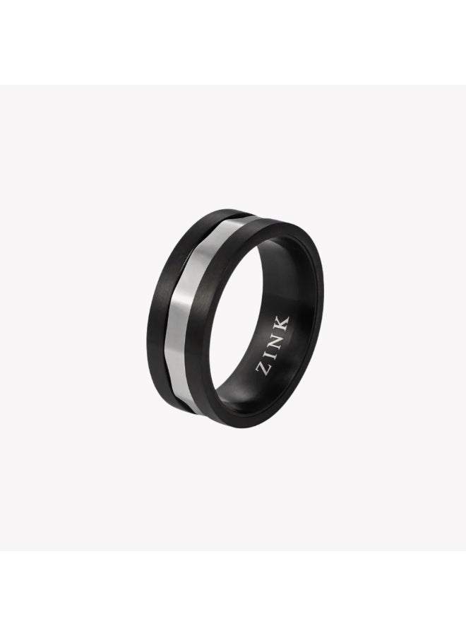 ZINK Men's Black & Silver Stainless Steel Ring | ZJRG037S-18 - Image 1