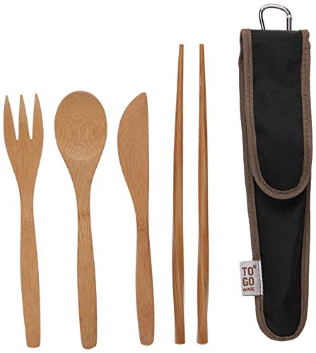 To-Go Ware Bamboo Travel Utensils - Utensil Set with Carrying Case, Hijiki - Image 1