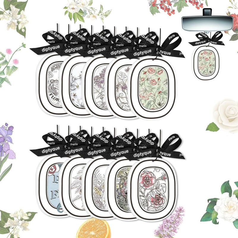 MuSylonz 10PCS Car Air Fresheners Hanging Sachets Long Lasting Odor Eliminator, Alcohol-Free, Botanical Fruite Fragrance Cotton Pendants with Ribbon, Car Perfume for Bathroom, Bedroom, Cars, Wardrobe - Image 1