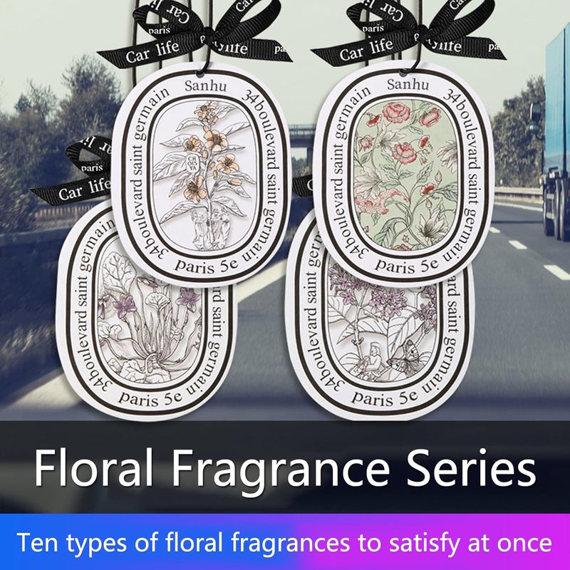 MuSylonz 10PCS Car Air Fresheners Hanging Sachets Long Lasting Odor Eliminator, Alcohol-Free, Botanical Fruite Fragrance Cotton Pendants with Ribbon, Car Perfume for Bathroom, Bedroom, Cars, Wardrobe - Image 3