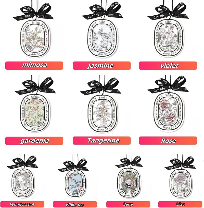 MuSylonz 10PCS Car Air Fresheners Hanging Sachets Long Lasting Odor Eliminator, Alcohol-Free, Botanical Fruite Fragrance Cotton Pendants with Ribbon, Car Perfume for Bathroom, Bedroom, Cars, Wardrobe - Image 4