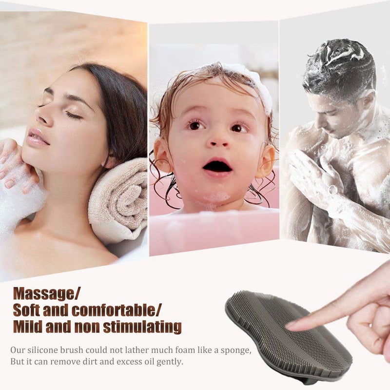 HOMMIESAFE 1 Pack Soft Silicone Shower Brush Body Wash Bath Exfoliating Skin Massage Scrubber, Dry Skin Brushing Glove Loofah, Fit for Sensitive and All Kinds of Skin - Image 3
