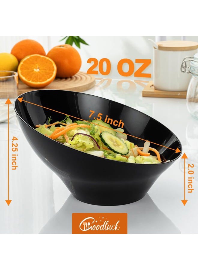 Goodluck 12 Pack Black Plastic Serving Bowls for Party - 20 OZ Angled Disposable Serving Bowls for Wedding Party Chip, Candy, Salad & Fruit - Image 3