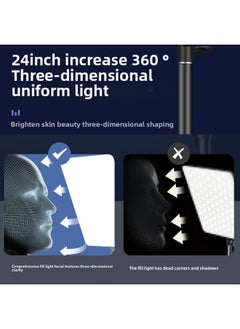 Generic 16 Inch 19 Inch 24 Inch Fill Light Flat Light Full Screen Soft Light Mobile Phone Live Beauty Light Photography Light-Specifications:RL-24-inch Flat Fill Light (single Light +2.1 M Nylon Bracket + Overhead Bar + PTZ + Clip)  - Image 5