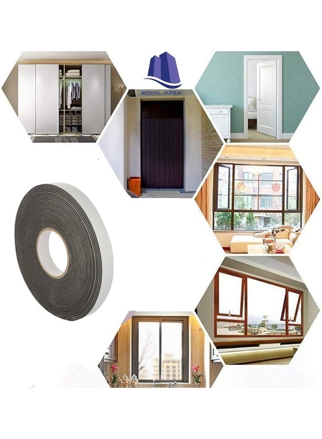 Royal Apex Single Sided Foam Tape Multi-Surface Black Adhesive Weatherstrip Foam Tape Seal Insulation Tape Window Insulation Weather Stripping For Doors Dust Proof Soundproof 7.5 Mtr2 Inch  - Image 3