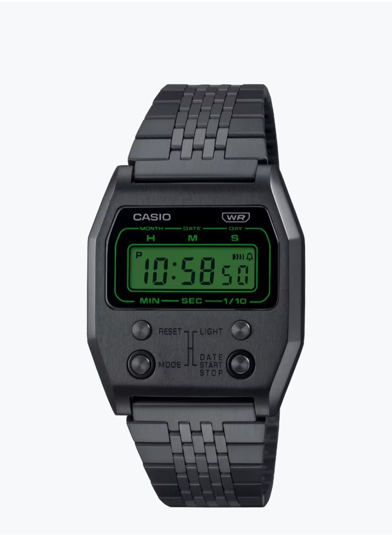 Casio Digital Stainless Steel Watch for Unisex, Classic Design - Black - A1100B-1DF - Image 1