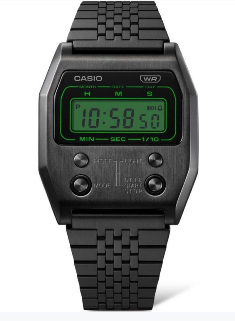 Casio Digital Stainless Steel Watch for Unisex, Classic Design - Black - A1100B-1DF - Image 2