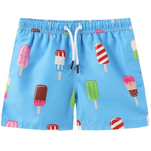 ECGK Boys Swim Trunks Toddler Swim Shorts Little Boys Bathing Suit Swimsuit Toddler Boy Swimwear Blue Ice Cream 10-12 Years - Image 1