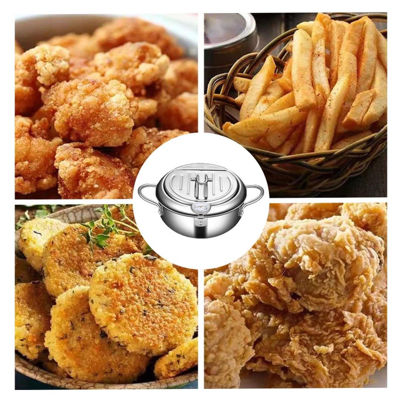 28CM Stainless Steel Deep Fryer Pot With Thermometer For Household Induction Cooker - Image 5