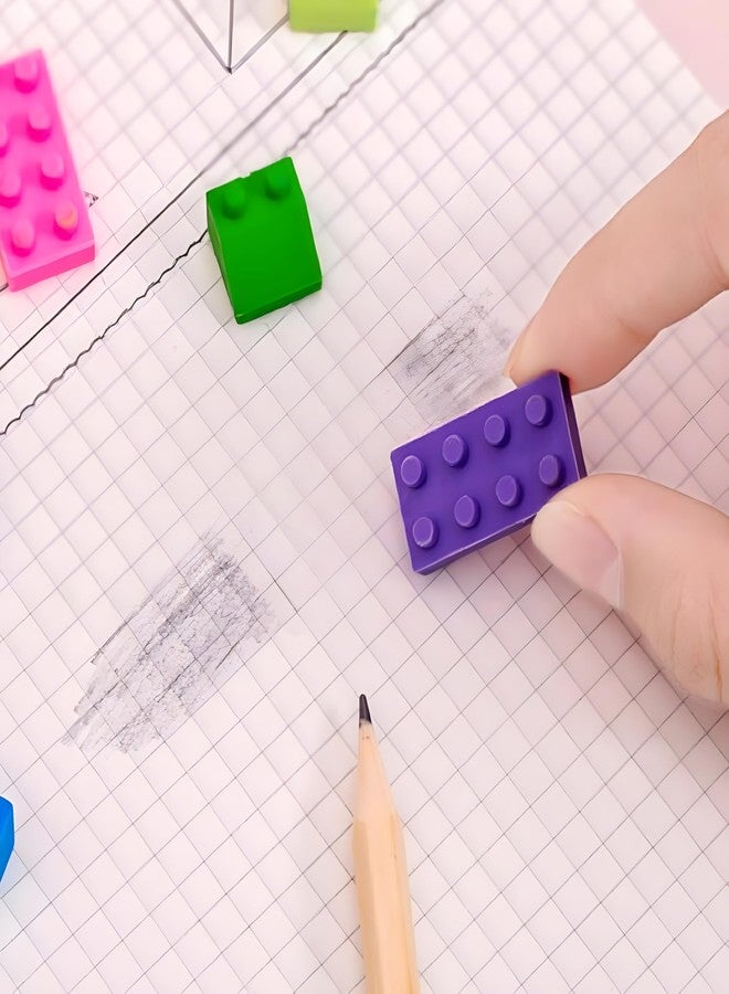 Radiance™ 3D Mini Building Block Erasers for Kids | Fun Puzzle Pencil Erasers for Boys & Girls | Random Designs & Colors | Birthday Return Gift for Children (Pack of 2) - Image 3