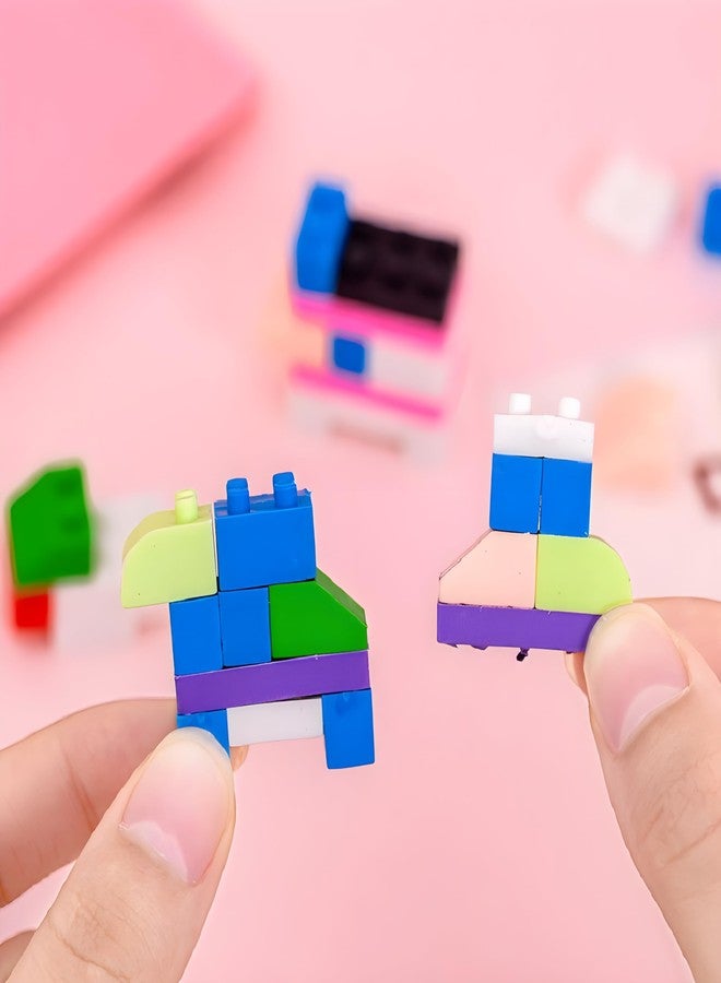 Radiance™ 3D Mini Building Block Erasers for Kids | Fun Puzzle Pencil Erasers for Boys & Girls | Random Designs & Colors | Birthday Return Gift for Children (Pack of 2) - Image 4
