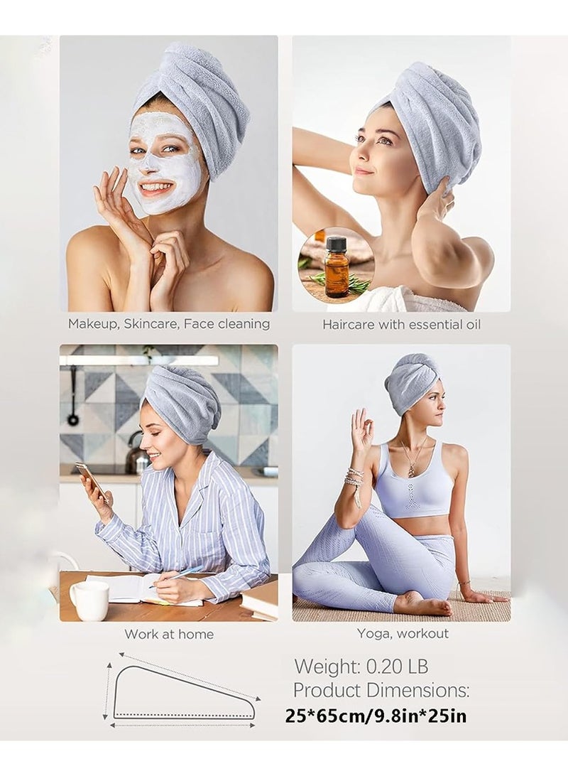 3 Pcs MicrofiberHair Towel,HairTurbans for Wet Hair Drying Hair WrapTowels forCurly Hair Women Anti Frizz (Blue,Grey,Pink) - Image 2
