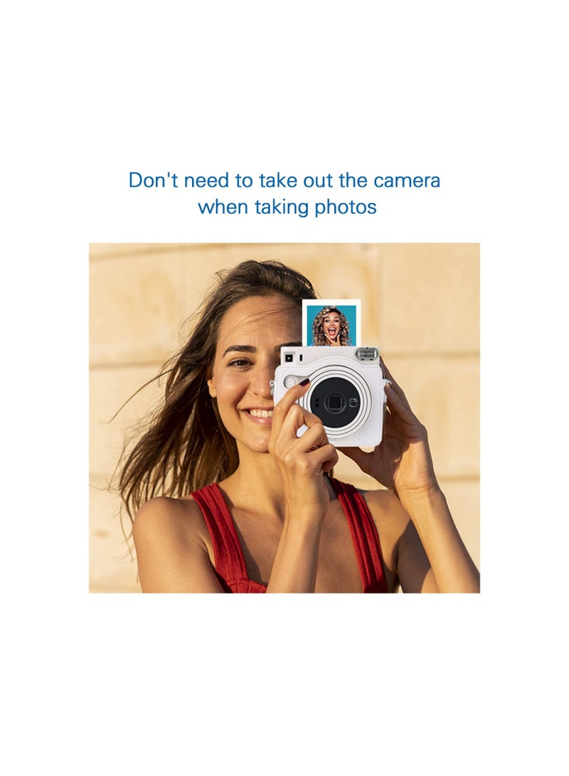 SYOSI Square SQ1 Case Protective Case for Fujifilm Instax Square SQ1 Instant Camera PU Leather Cover with Adjustable Shoulder Strap, White - Image 5