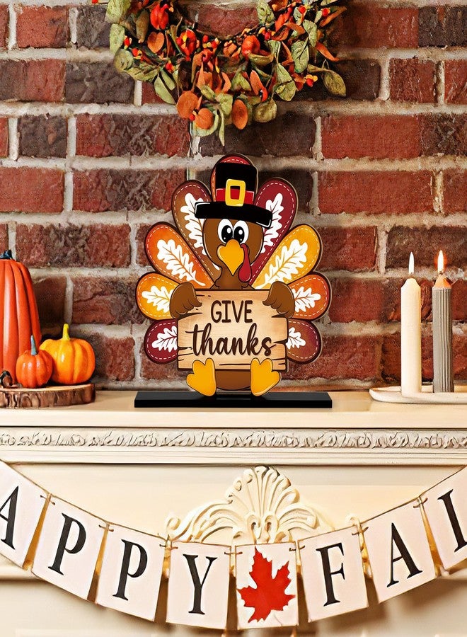 Sophena Thanksgiving Decorations Wooden Turkey Table Sign Fall Pumpkin Autumn Table Centerpieces Standing Tabletop Happy Thanksgiving for Holiday Harvest Home Room shelf Farmhouse Decorations Thanks Gives - Image 4