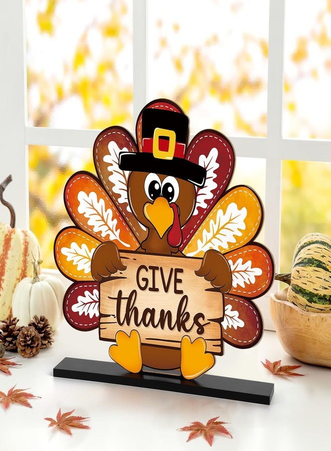 Sophena Thanksgiving Decorations Wooden Turkey Table Sign Fall Pumpkin Autumn Table Centerpieces Standing Tabletop Happy Thanksgiving for Holiday Harvest Home Room shelf Farmhouse Decorations Thanks Gives - Image 5
