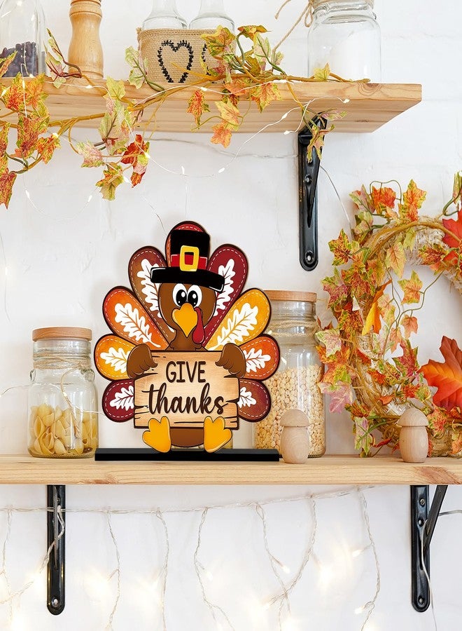 Sophena Thanksgiving Decorations Wooden Turkey Table Sign Fall Pumpkin Autumn Table Centerpieces Standing Tabletop Happy Thanksgiving for Holiday Harvest Home Room shelf Farmhouse Decorations Thanks Gives - Image 3