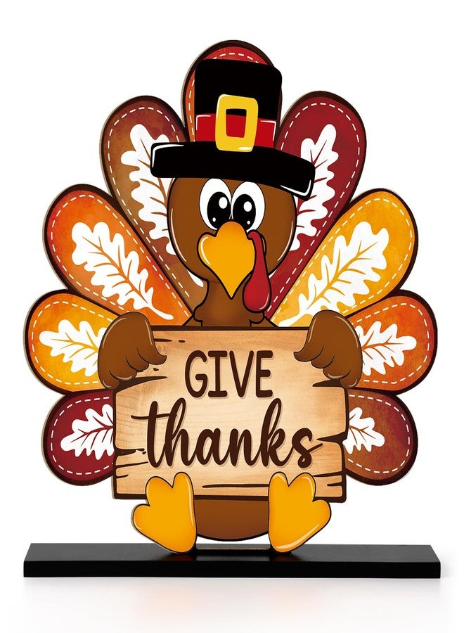 Sophena Thanksgiving Decorations Wooden Turkey Table Sign Fall Pumpkin Autumn Table Centerpieces Standing Tabletop Happy Thanksgiving for Holiday Harvest Home Room shelf Farmhouse Decorations Thanks Gives - Image 1