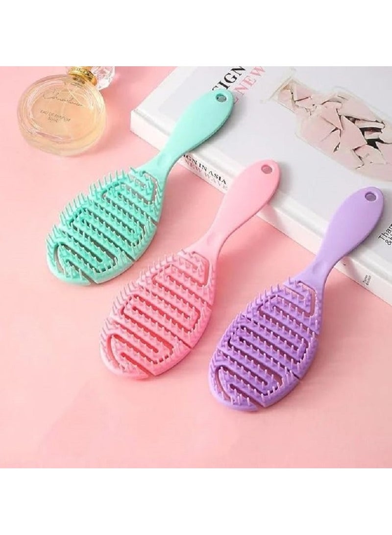 Detangling Hair Brush with Hollow Design - Comfortable and Lightweight Hair Brush for Reducing Breakage and Easy Styling - Suitable for All Types of Dry and Wet Hair - Multi Color - Image 4