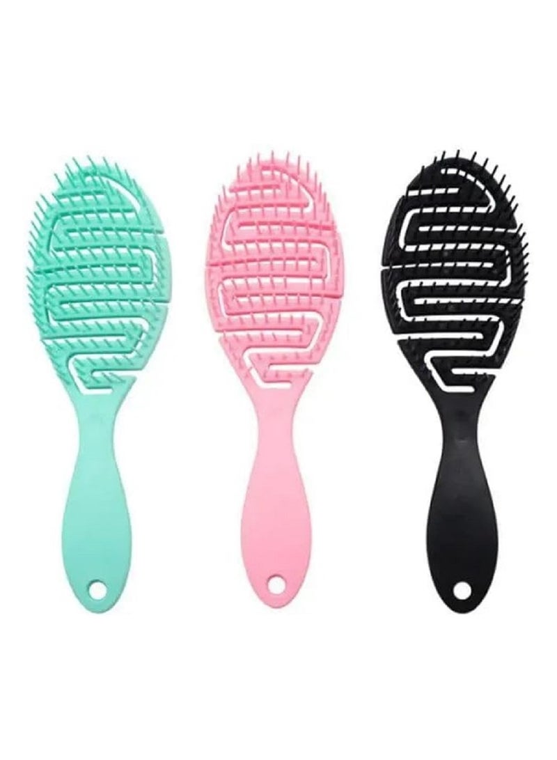 Detangling Hair Brush with Hollow Design - Comfortable and Lightweight Hair Brush for Reducing Breakage and Easy Styling - Suitable for All Types of Dry and Wet Hair - Multi Color - Image 1