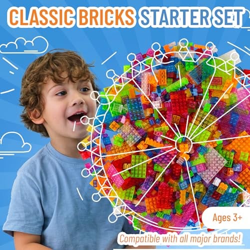 Strictly Briks Translucent Building Brick Starter Kit Compatible with Lego Create Castles Spaceships with Transparent Building Bricks Rainbow Clear 10 x 25 x 13 Pack of 1008 - Image 5