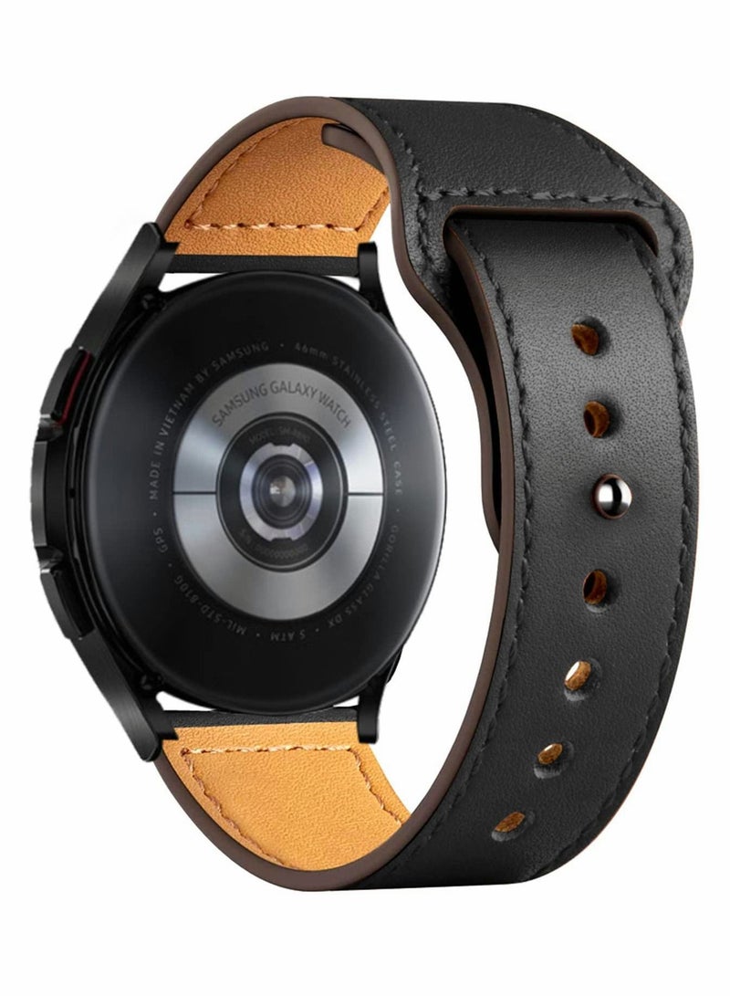 Y&D Leather Band for Galaxy Watch 4/5, 20mm Reverse Buckle ​Strap Samsung 5 - Image 1