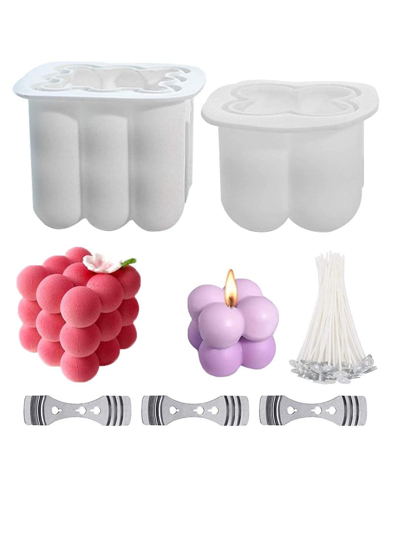XiuWoo 2 Pcs 3D Soy Candle Silicone Molds Handmade Soap Ornament Mold, Candles Moulds with 100 Wicks and 3 Wick Centering Devices for DIY Crafts Making Handicrafts Decorations - Image 1