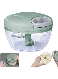 Generic Manual Rope Chopper, 500 ml Hand Food Shredder Multi-Function Vegetable Food Processor with Stainless Steel Blades Slicer Dicer Grinder for Onions Garlic Nuts multi color  - Image 1