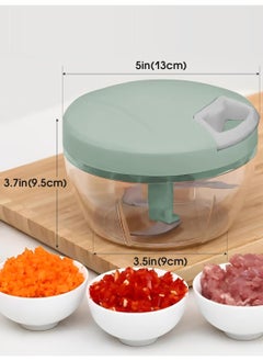 Generic Manual Rope Chopper, 500 ml Hand Food Shredder Multi-Function Vegetable Food Processor with Stainless Steel Blades Slicer Dicer Grinder for Onions Garlic Nuts multi color  - Image 2
