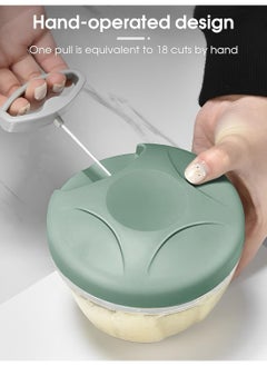 Generic Manual Rope Chopper, 500 ml Hand Food Shredder Multi-Function Vegetable Food Processor with Stainless Steel Blades Slicer Dicer Grinder for Onions Garlic Nuts multi color  - Image 3
