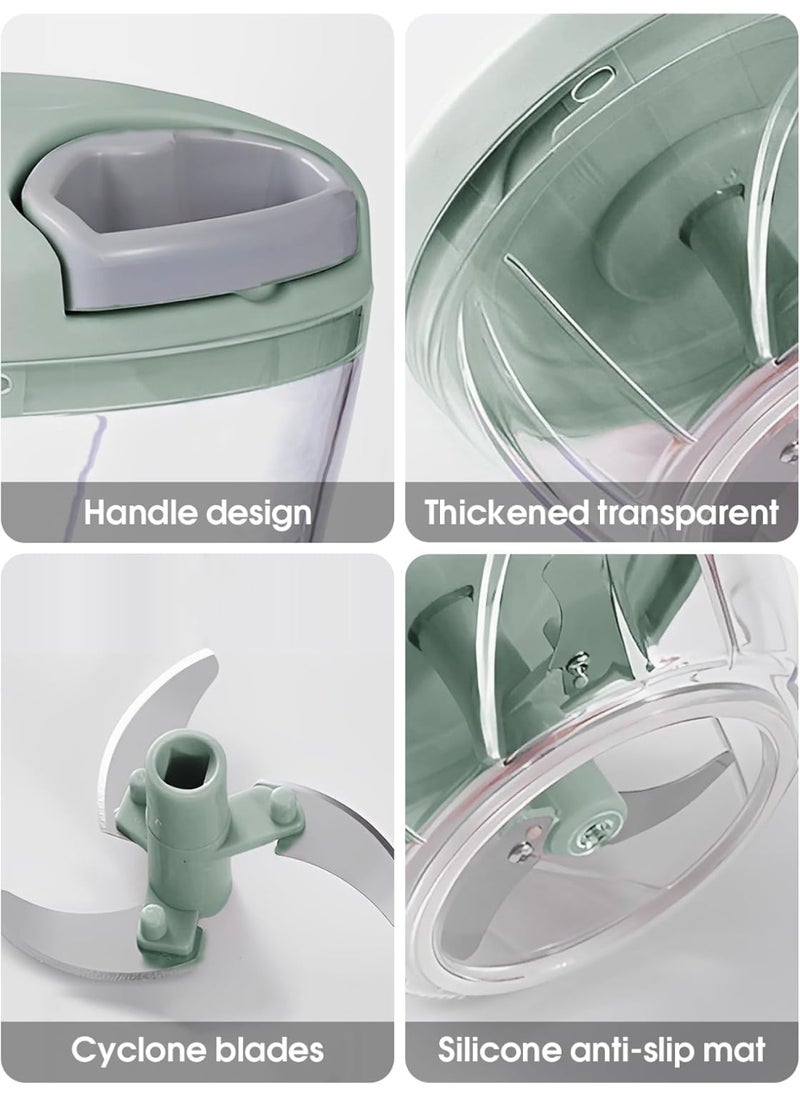 Generic - Manual Rope Chopper, 500 ml Hand Food Shredder Multi-Function Vegetable Food Processor with Stainless Steel Blades Slicer Dicer Grinder for Onions Garlic Nuts multi color - Image 1