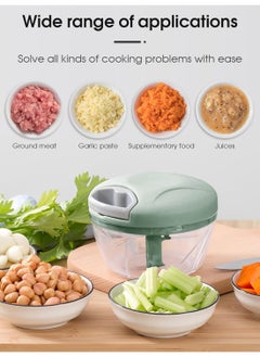 Generic Manual Rope Chopper, 500 ml Hand Food Shredder Multi-Function Vegetable Food Processor with Stainless Steel Blades Slicer Dicer Grinder for Onions Garlic Nuts multi color  - Image 5
