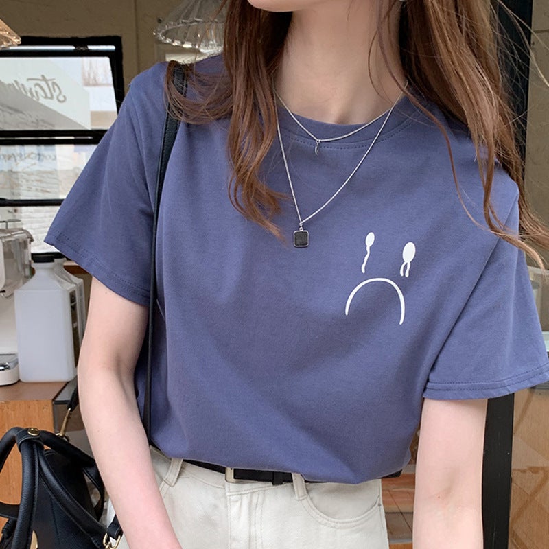 Short-sleeved T-shirt Women's 2023 Summer New Korean-style Round Neck Loose All-match Student Top T-shirt ins Women's Wholesale - Image 4