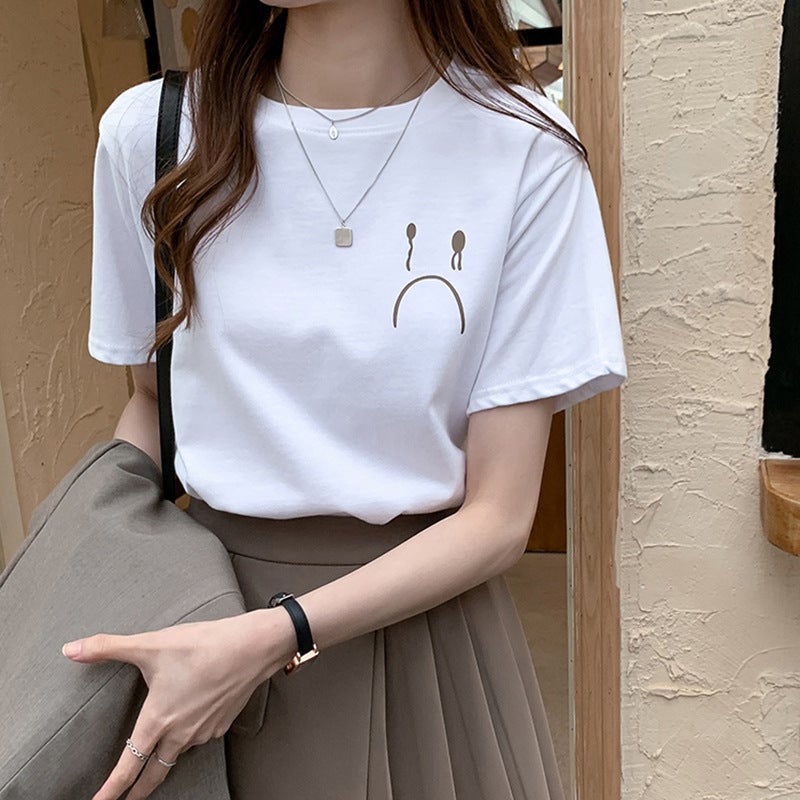 Short-sleeved T-shirt Women's 2023 Summer New Korean-style Round Neck Loose All-match Student Top T-shirt ins Women's Wholesale - Image 3