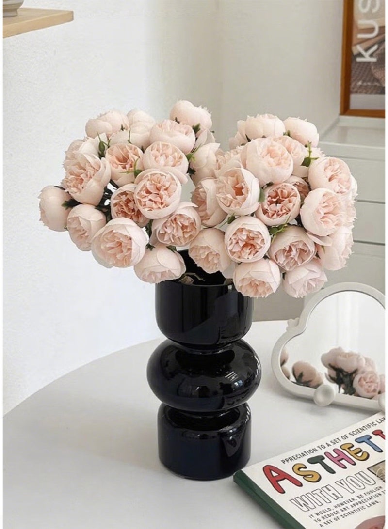 OMEVE 2-Bundle Artificial Little Rose Bouquet/Simulation Rose Bouquet Suitable for Home Living Room Bedroom Dining Room Party Decoration Pink 22 x 31 Centimeter - Image 1