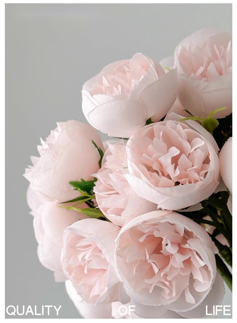 OMEVE 2-Bundle Artificial Little Rose Bouquet/Simulation Rose Bouquet Suitable for Home Living Room Bedroom Dining Room Party Decoration Pink 22 x 31 Centimeter - Image 5