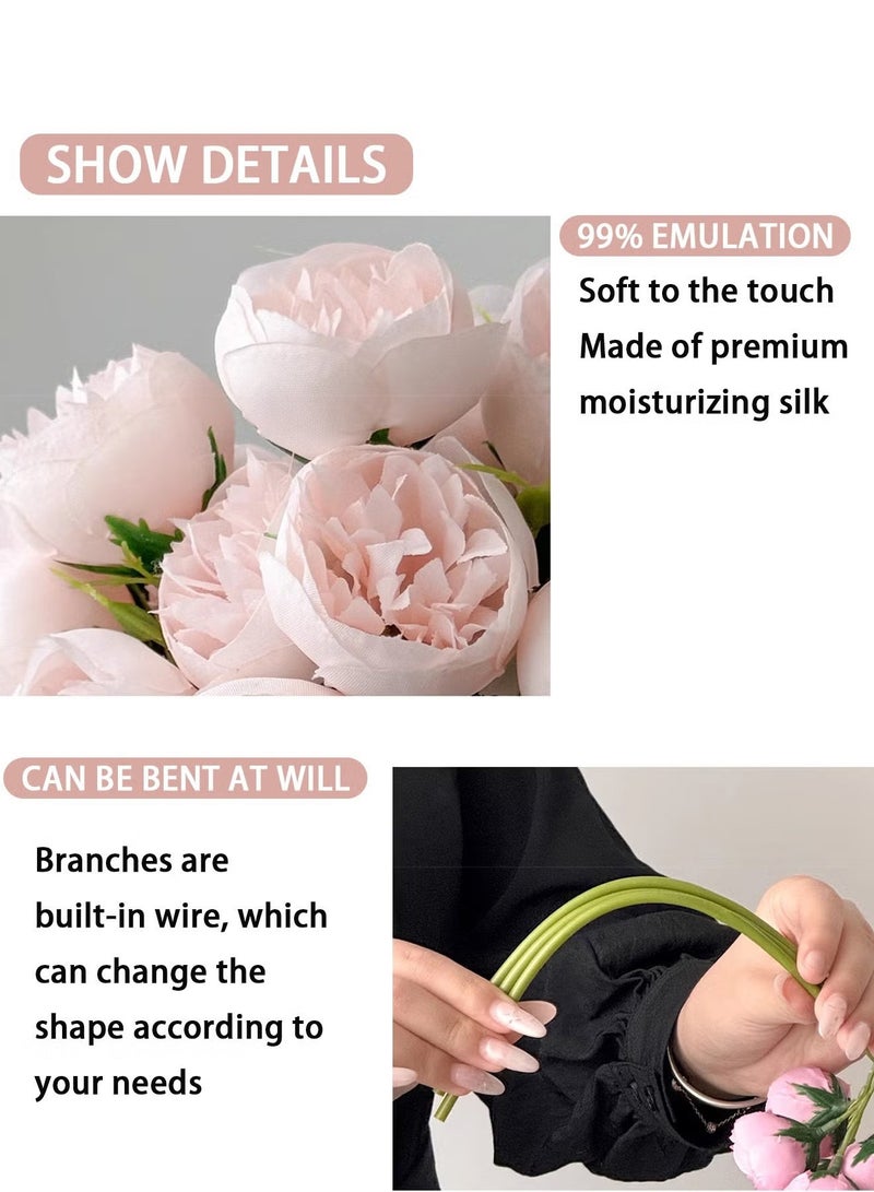 OMEVE 2-Bundle Artificial Little Rose Bouquet/Simulation Rose Bouquet Suitable for Home Living Room Bedroom Dining Room Party Decoration Pink 22 x 31 Centimeter - Image 4