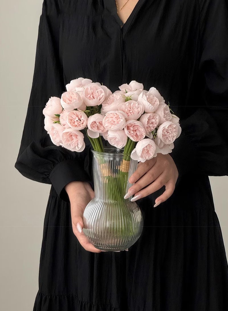 OMEVE 2-Bundle Artificial Little Rose Bouquet/Simulation Rose Bouquet Suitable for Home Living Room Bedroom Dining Room Party Decoration Pink 22 x 31 Centimeter - Image 3