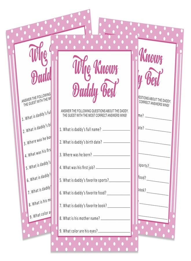 Inkdotpot Pack of 50, Who Knows Daddy Best, Fun Baby Shower Party Games, Activities, Decorations, Polka Dot & Bow Theme Party Supply - Image 1
