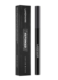 LANGMANNI 4D Forked Eyebrow Pen Micro Tip Lasting Water Eyebrow Pencil Tattoo Eyebrow Pen with 4 Fork Tip Waterproof and Smudge Proof Brow Pen Effortless Natural Eyebrow Pen Black 01  - Image 1
