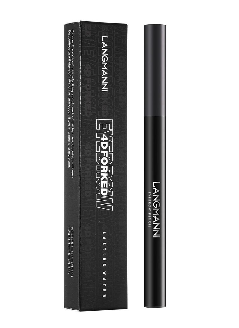 LANGMANNI - 4D Forked Eyebrow Pen Micro Tip Lasting Water Eyebrow Pencil Tattoo Eyebrow Pen with 4 Fork Tip Waterproof and Smudge Proof Brow Pen Effortless Natural Eyebrow Pen Black 01 - Image 1