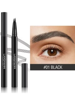 LANGMANNI 4D Forked Eyebrow Pen Micro Tip Lasting Water Eyebrow Pencil Tattoo Eyebrow Pen with 4 Fork Tip Waterproof and Smudge Proof Brow Pen Effortless Natural Eyebrow Pen Black 01  - Image 2