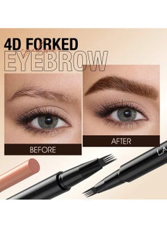 LANGMANNI 4D Forked Eyebrow Pen Micro Tip Lasting Water Eyebrow Pencil Tattoo Eyebrow Pen with 4 Fork Tip Waterproof and Smudge Proof Brow Pen Effortless Natural Eyebrow Pen Black 01  - Image 3