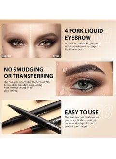 LANGMANNI 4D Forked Eyebrow Pen Micro Tip Lasting Water Eyebrow Pencil Tattoo Eyebrow Pen with 4 Fork Tip Waterproof and Smudge Proof Brow Pen Effortless Natural Eyebrow Pen Black 01  - Image 4