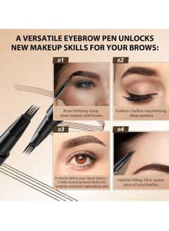 LANGMANNI 4D Forked Eyebrow Pen Micro Tip Lasting Water Eyebrow Pencil Tattoo Eyebrow Pen with 4 Fork Tip Waterproof and Smudge Proof Brow Pen Effortless Natural Eyebrow Pen Black 01  - Image 5
