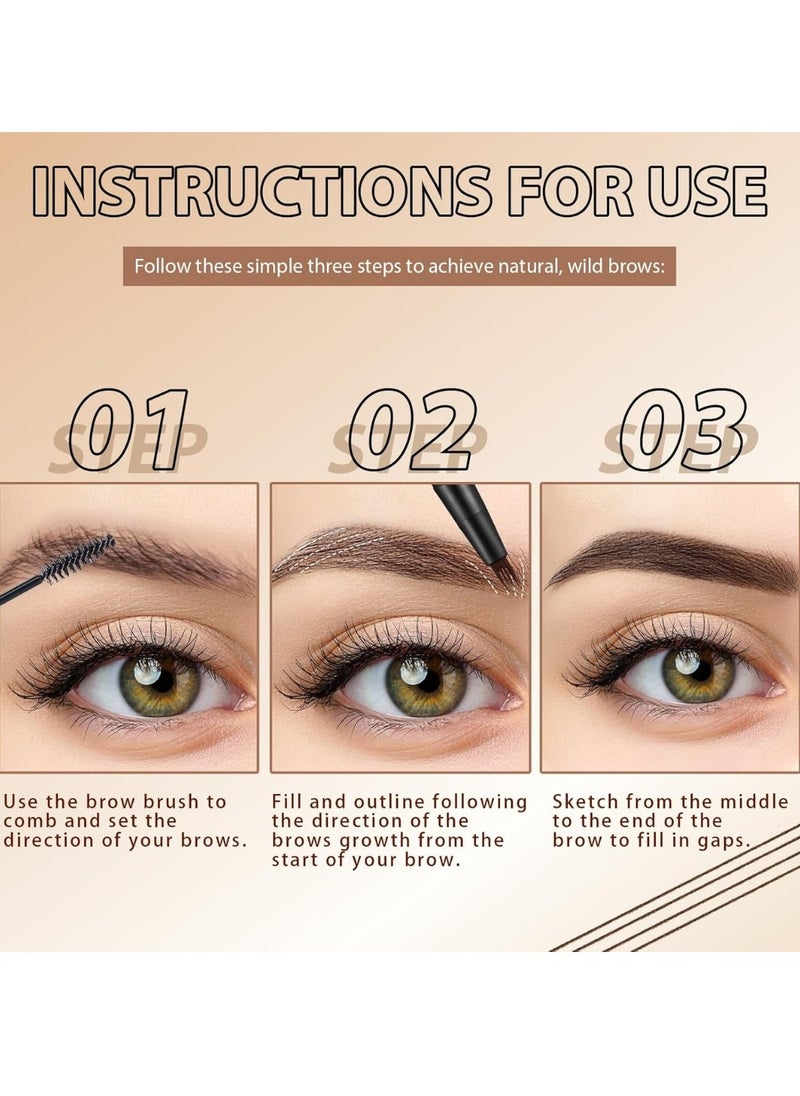 LANGMANNI - 4D Forked Eyebrow Pen Micro Tip Lasting Water Eyebrow Pencil Tattoo Eyebrow Pen with 4 Fork Tip Waterproof and Smudge Proof Brow Pen Effortless Natural Eyebrow Pen Black 01 - Image 1