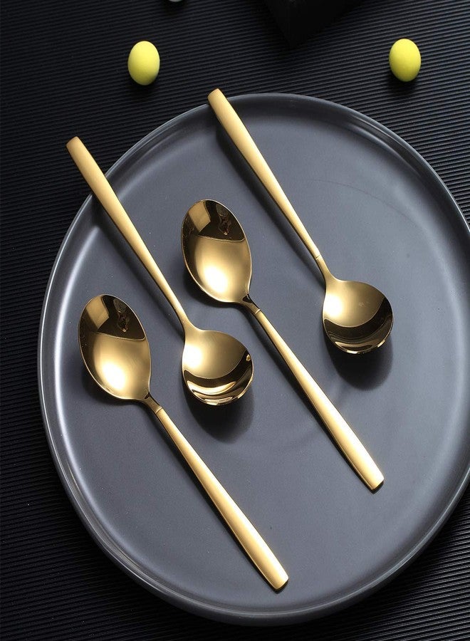 Berglander ملاعق شاي بيرغلاندر الذهبية، 6.3 بوصة، طقم من 4 ملاعق، مصنوعة من الفولاذ المقاوم للصدأ ومطلية بالتيتانيوم اللامع بالذهب، ملاعق شاي ذهبية صغيرة، ملاعق حلوى، آمنة للاستخدام في غسالة الصحون - Image 2